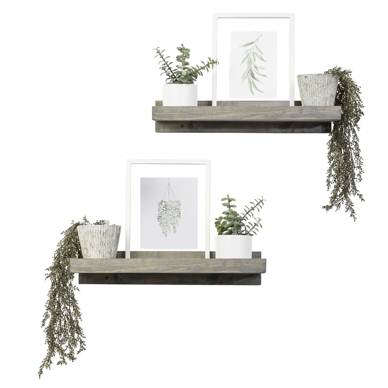 Three Posts™ Tishie 2 Shelves 2 Piece Pine Solid Wood Floating Shelf Birch Lane